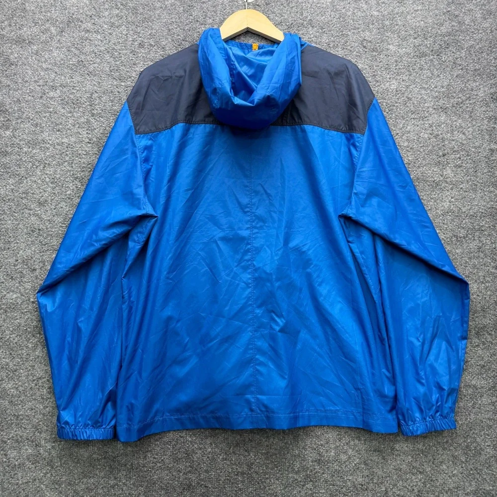Columbia Flash Forward Windbreaker Jacket Mens L Blue Hooded Outdoor Lightweight